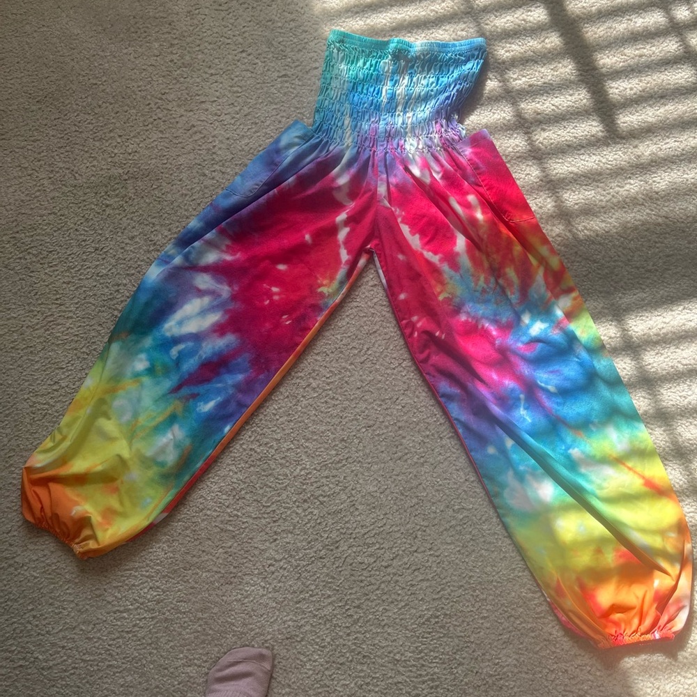 Hippie festival tie dye harem jogger pants size XS